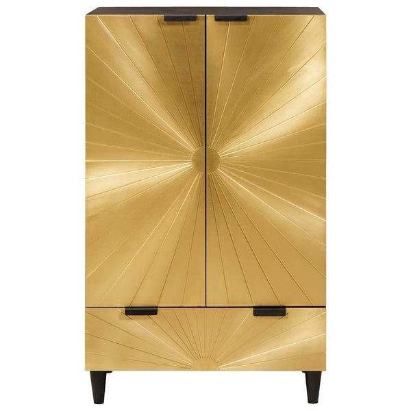 Schwarzer & Goldener Seitenschrank 60x33,5x100 cm
