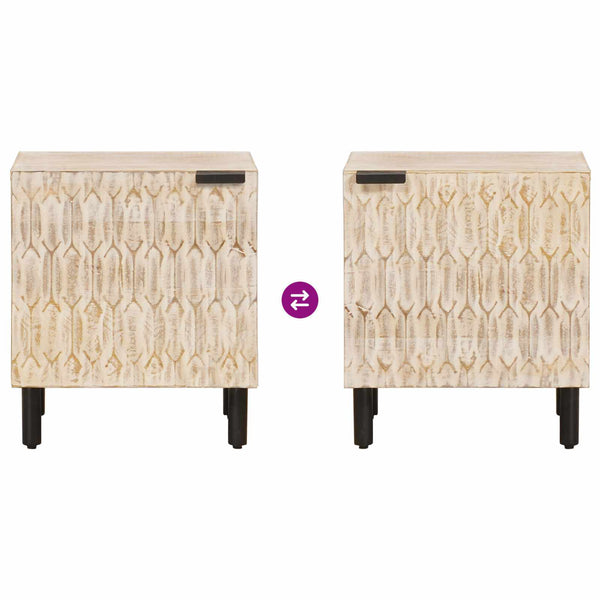 Nachttisch 2er Set Weiß Mango Massivholz