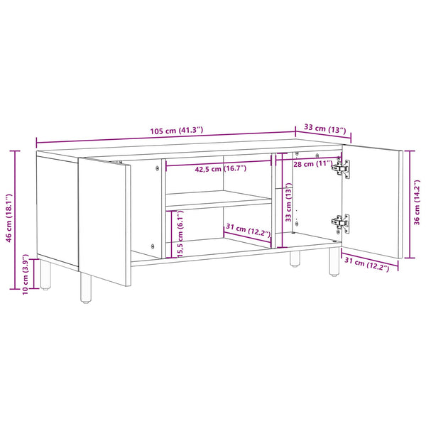 TV-Schrank Weiß gewaschen 105 cm