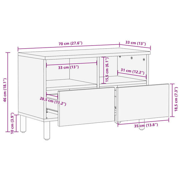 TV-Schrank, Weiß gewaschen, 70 cm