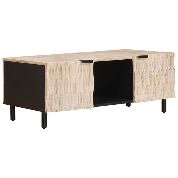 Weißer Couchtisch Mango Massivholz 100cm