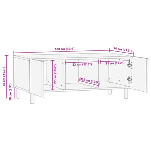 Weißer Couchtisch Mango Massivholz 100cm