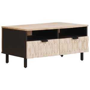 Couchtisch Weiß Massivholz Mango 80x54 cm