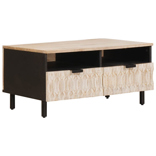 Couchtisch Weiß Massivholz Mango 80x54 cm