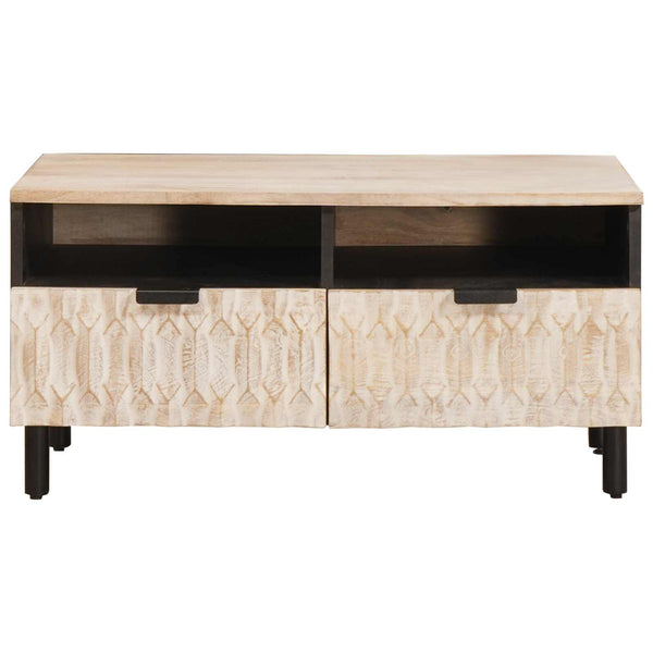 Couchtisch Weiß Massivholz Mango 80x54 cm