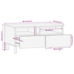 Couchtisch Weiß Massivholz Mango 80x54 cm