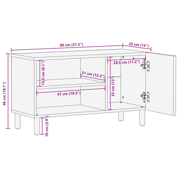 TV-Schrank Weiß Gewaschen 80x33x46 cm