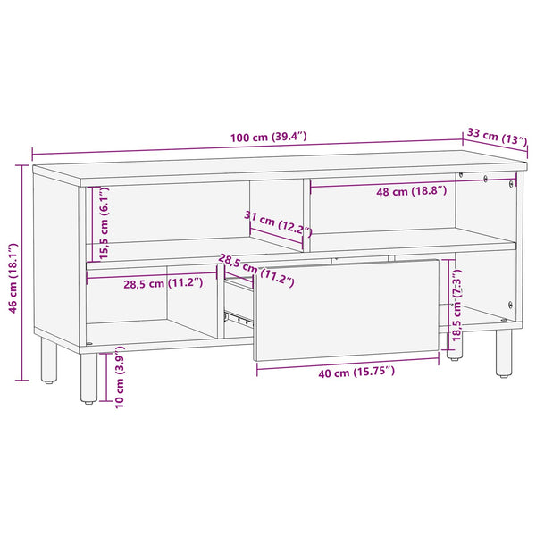 TV-Schrank Weiß Gewaschen 100 cm