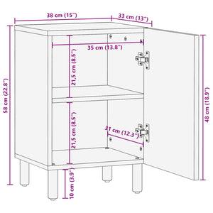 Badschrank Weiß Mango Massivholz 38x33x58cm