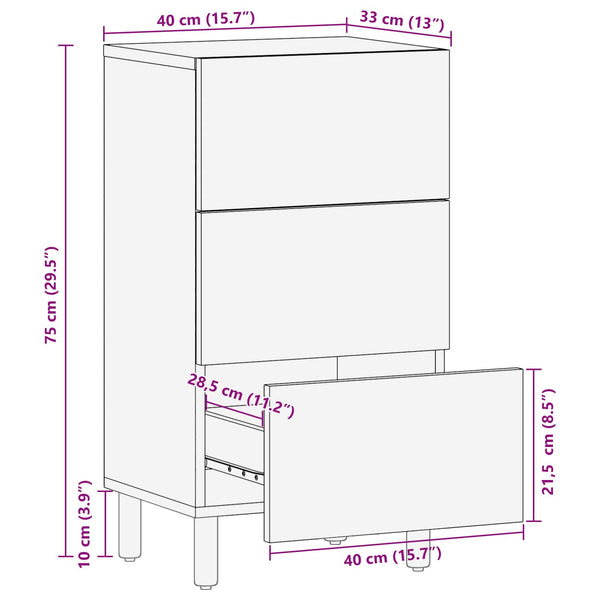 Sideboard Weiß Gewaschen 40x33x75 cm