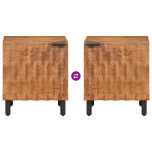 Nachttisch 2er Set Braun Mango Massivholz
