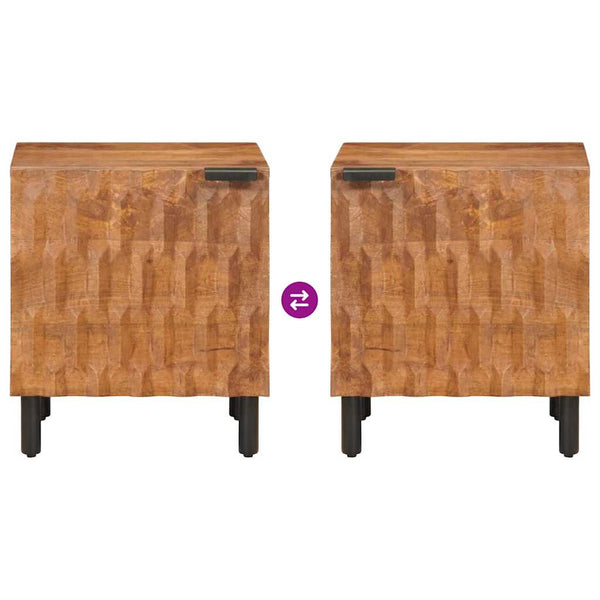 Nachttisch 2er Set Braun Mango Massivholz