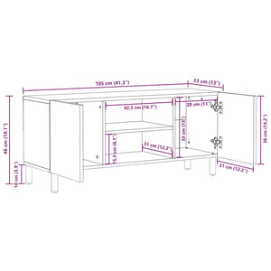 Meuble TV vidaXL avec étagère en acacia marron 105 x 33 x 46 cm