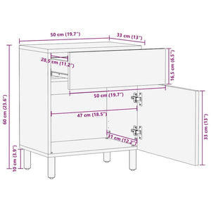 Nachttisch Braun Mango Massivholz 50x33x60cm