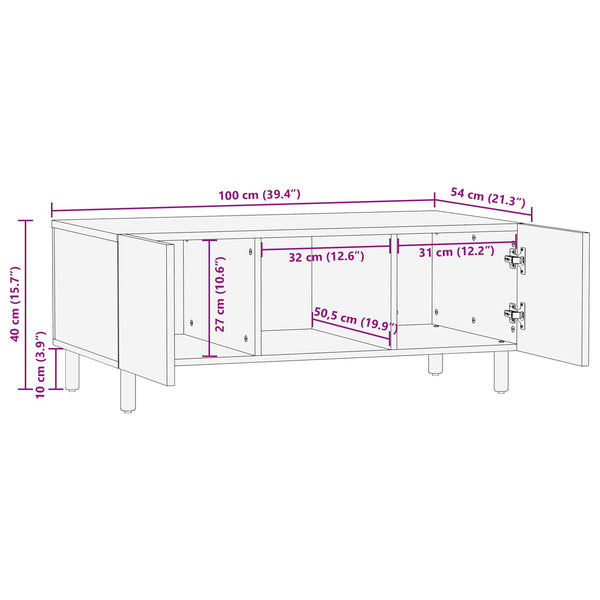 Couchtisch Braun Mango Massivholz 100x54 cm