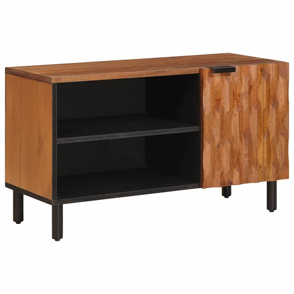 vidaXL Meuble TV avec porte Surface marron acacia 80 x 33 x 46 cm