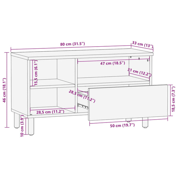 TV-Schrank mit Regal Akazienbraun 80 cm