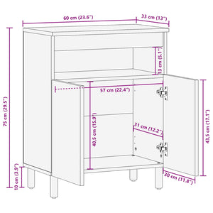 Akazienbraunes Sideboard mit Stauraum 60 cm