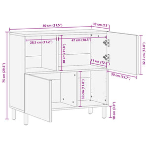Akazienbraunes Sideboard mit Stauraum 80 cm