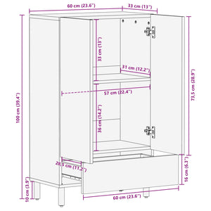 Highboard Akazienbraun 60x33x100 cm