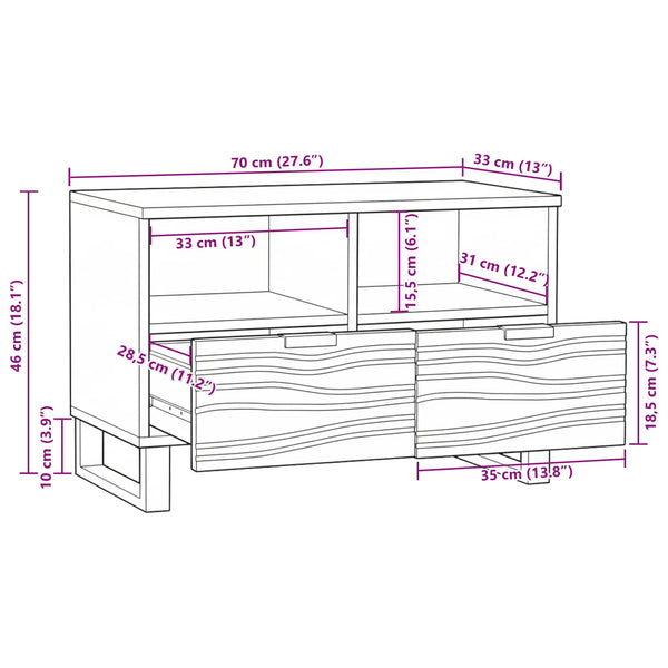 TV-Möbel mit Schubladen, Braun, 70 cm