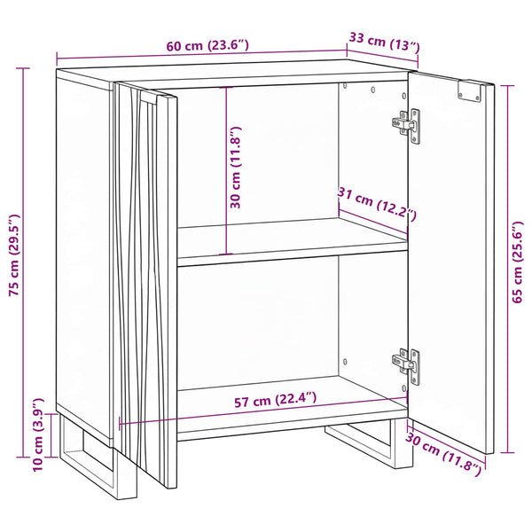 Mango Sideboard Natur 60 cm
