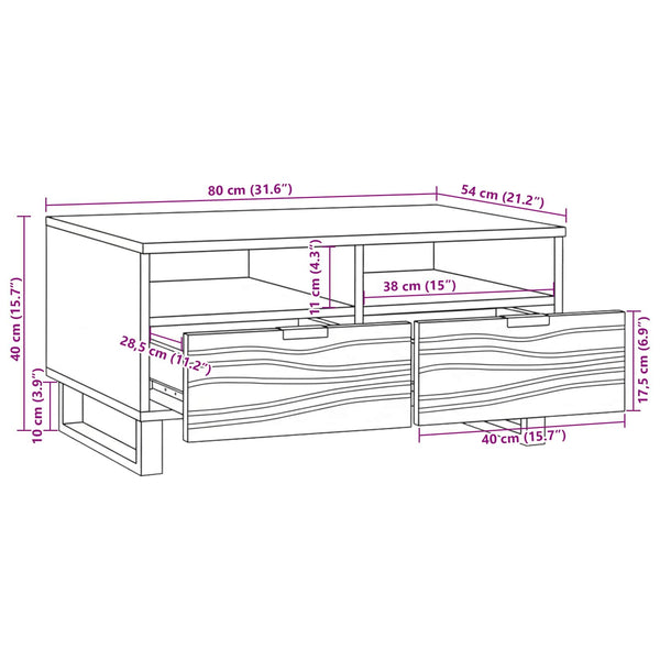 Couchtisch Akazie Massivholz 80x54 cm