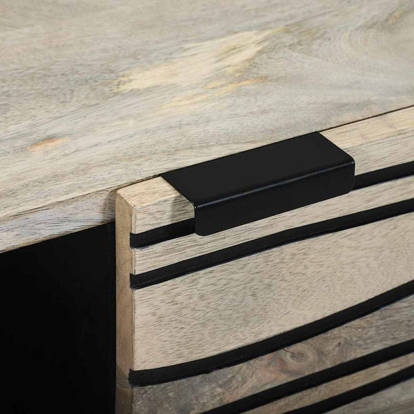 Beige-Schwarzer Couchtisch Akazie 100x54 cm