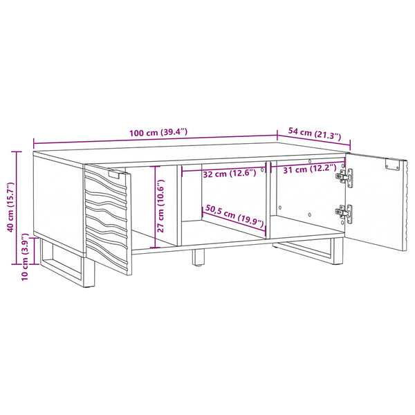 Beige-Schwarzer Couchtisch Akazie 100x54 cm