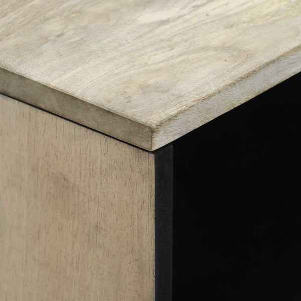 Couchtisch Akazie Beige Schwarz 80x54 cm