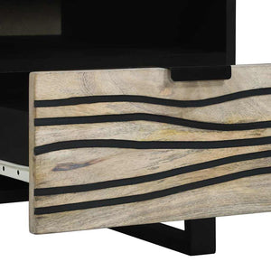 Couchtisch Akazie Beige Schwarz 80x54 cm