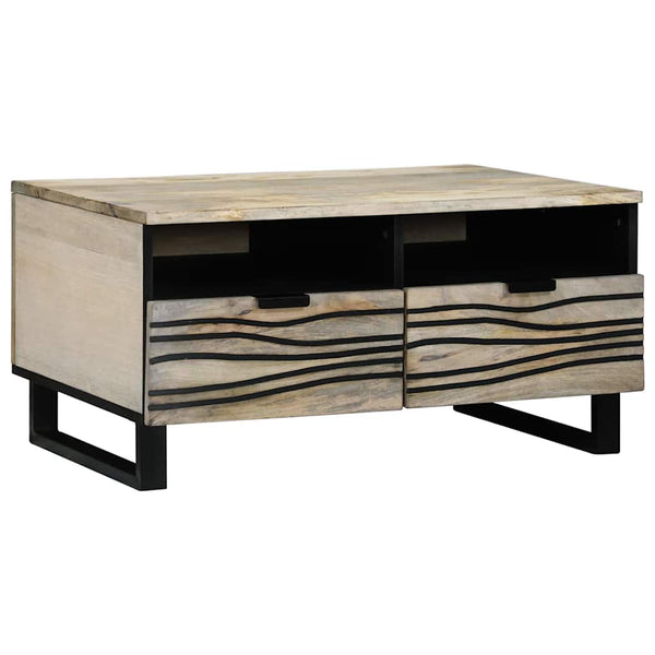 Couchtisch Akazie Beige Schwarz 80x54 cm
