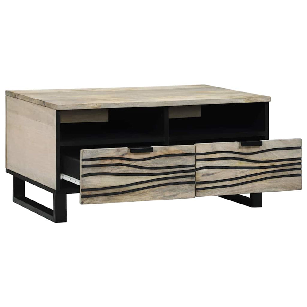 Couchtisch Akazie Beige Schwarz 80x54 cm