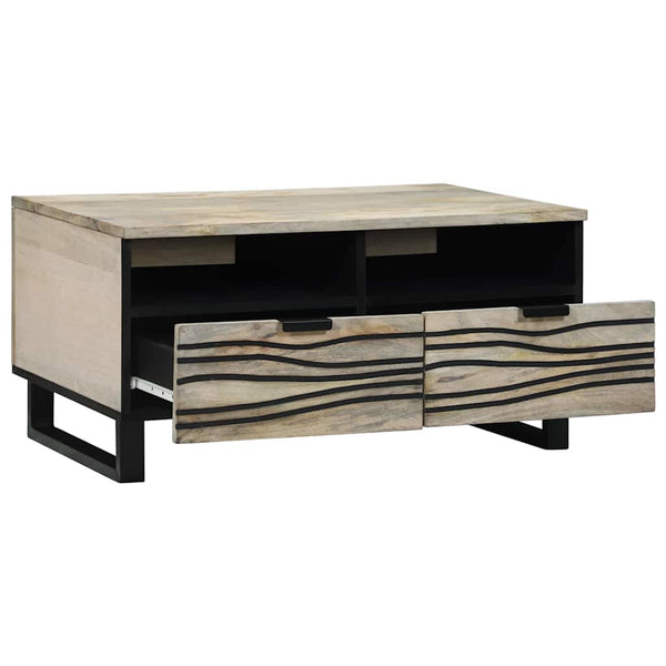 Couchtisch Akazie Beige Schwarz 80x54 cm