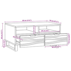 Couchtisch Akazie Beige Schwarz 80x54 cm