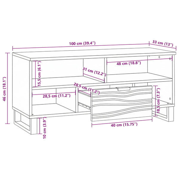 TV-Möbel Weiß mit Schubladen, 105 cm