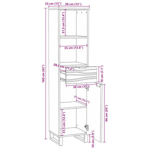 Waschbeckenschrank Weiß 38x33x160cm
