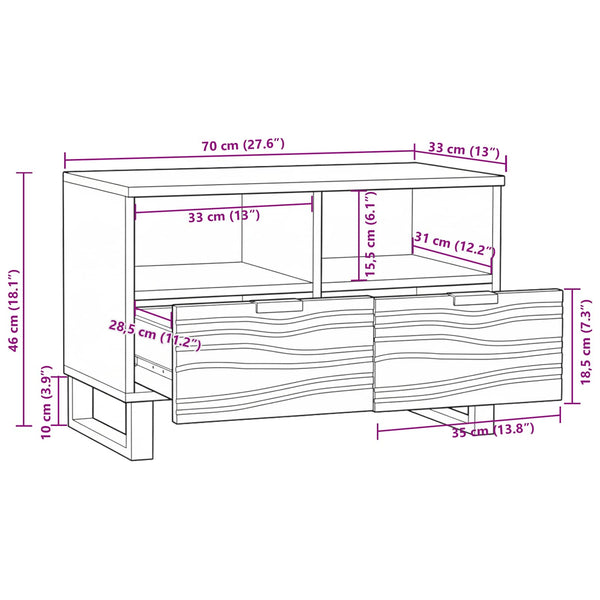 TV-Einheit Walnuss Holzwerkstoff 70 cm