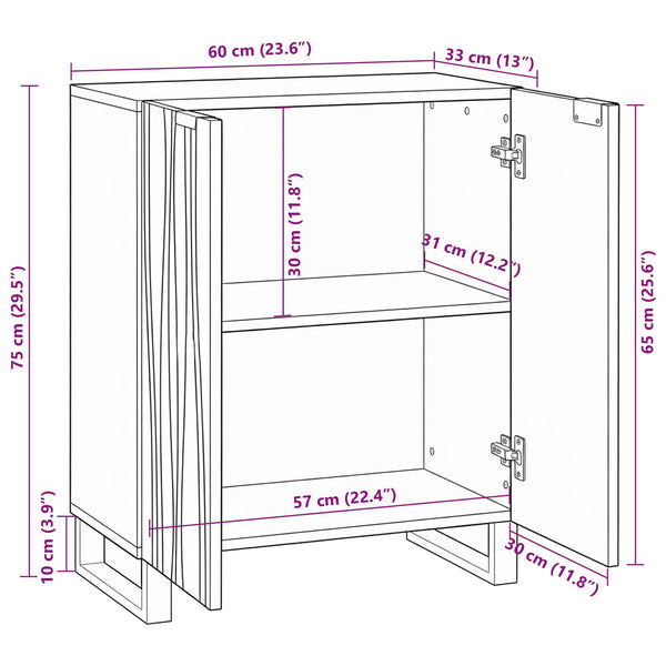 Sideboard Walnuss Mango Massivholz 60 cm