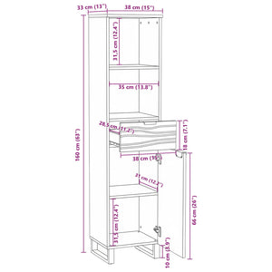 Waschbeckenschrank Walnuss 38x33x160cm