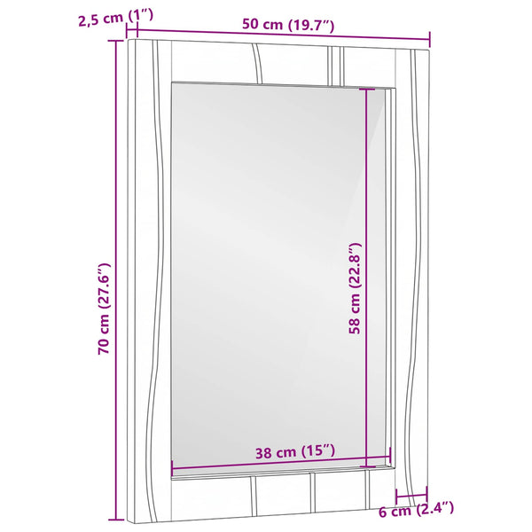 Braun Wandspiegel Badezimmer 70x50 cm
