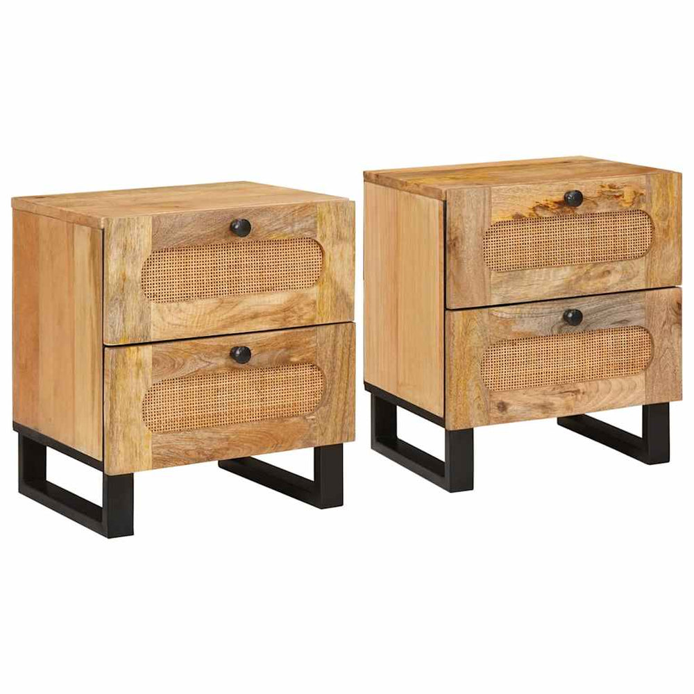 vidaXL Nightstands 2 pcs Natural 40 x 33 x 46 cm Solid Mango Wood