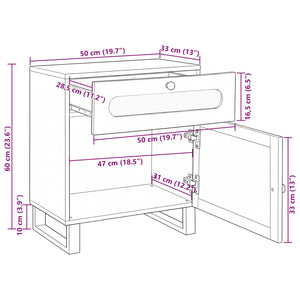 Nachttisch Mango Massivholz 50x33x60 cm