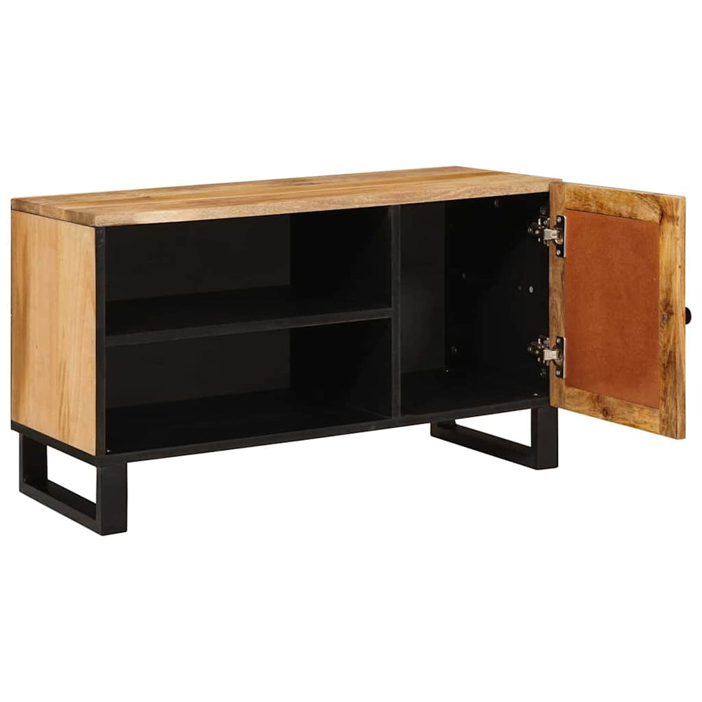 vidaXL Meuble TV avec espace de rangement Bois de manguier massif Marron 80 x 33 x 46 cm
