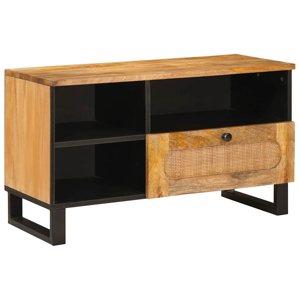 vidaXL Meuble TV avec étagères Bois de Manguier Massif Marron 80 x 33 x 46 cm