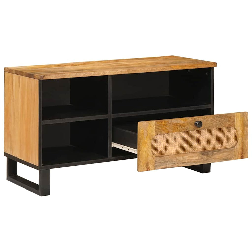 vidaXL Meuble TV avec étagères Bois de Manguier Massif Marron 80 x 33 x 46 cm