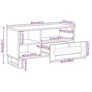 TV-Schrank Braun Mango Massivholz 80 cm