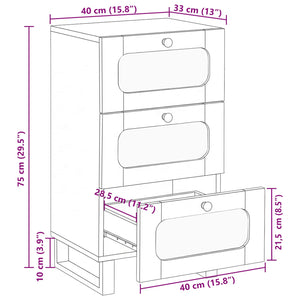 Sideboard Braun Mango Massivholz 40x75 cm