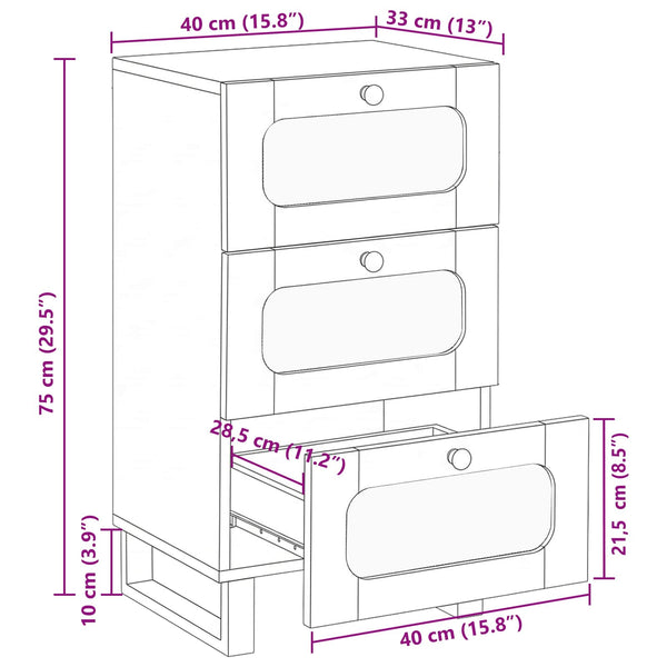 Sideboard Braun Mango Massivholz 40x75 cm