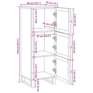 Highboard Braun Mango Massivholz 90x75 cm